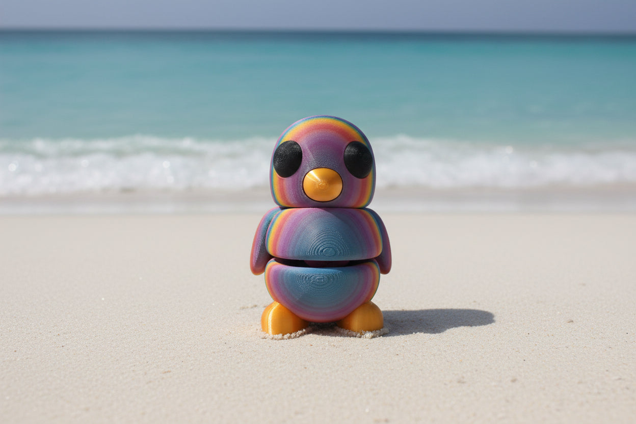 3D Medium Fidget Gippy Penguin RAINBOW