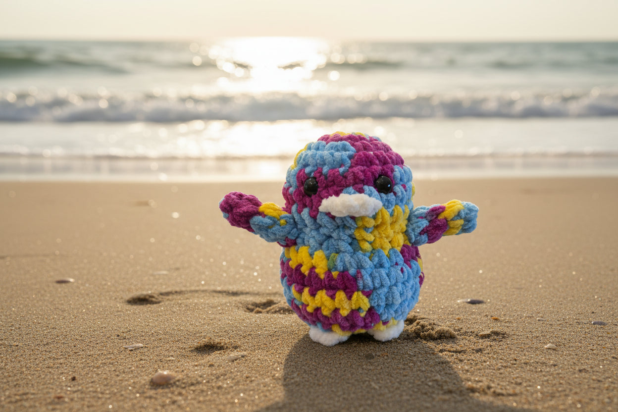 Handmade Penguin Plushie RAINBOW POP