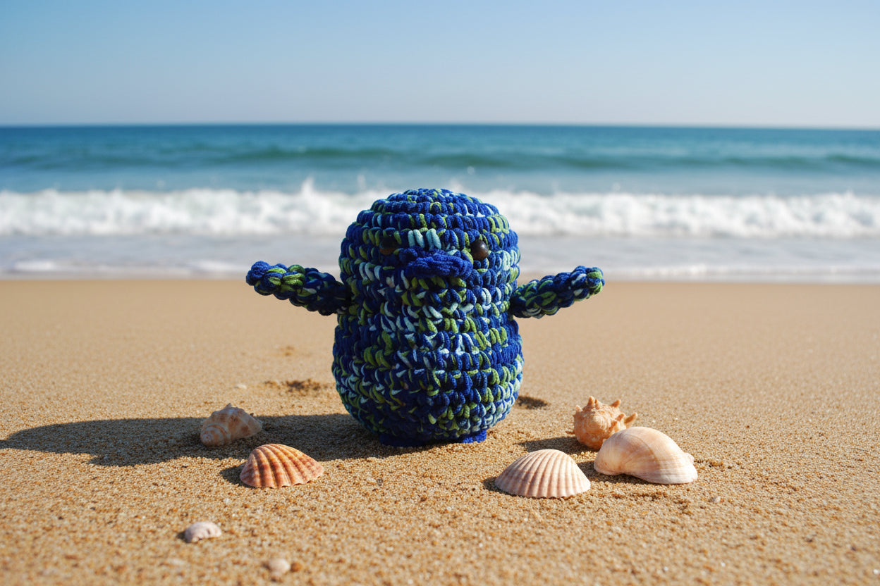 Handmade Penguin Plushie RAINFOREST + ELECTRIC BLUE