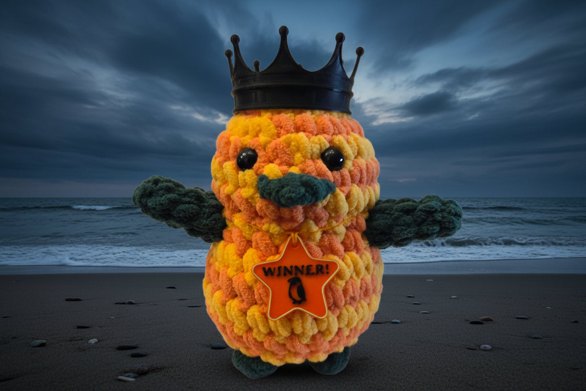 Handmade Penguin Plushie TRADITIONAL PUMPKIN