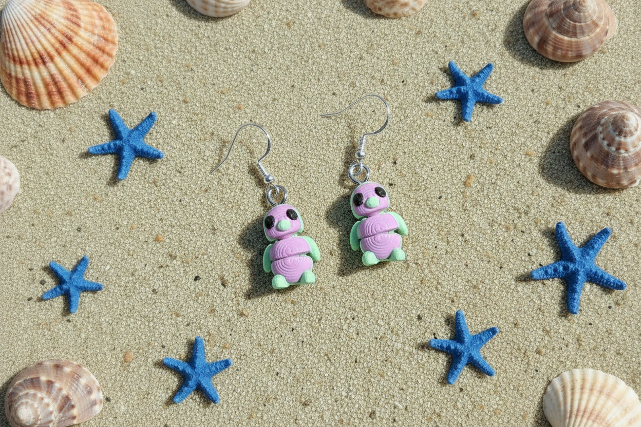 Cutie Pie Penguin Earrings MINTY LAVENDER