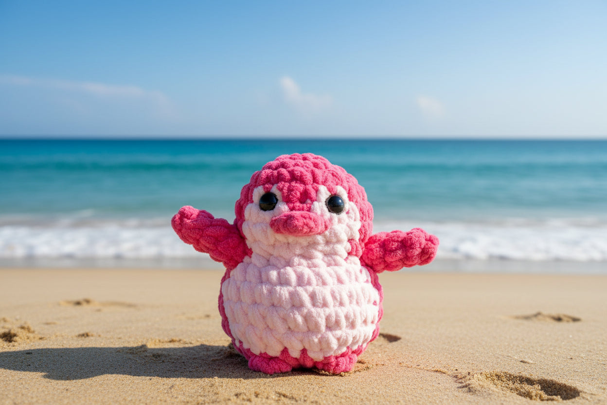 Handmade Penguin Plushie TUMMY PINK LADY