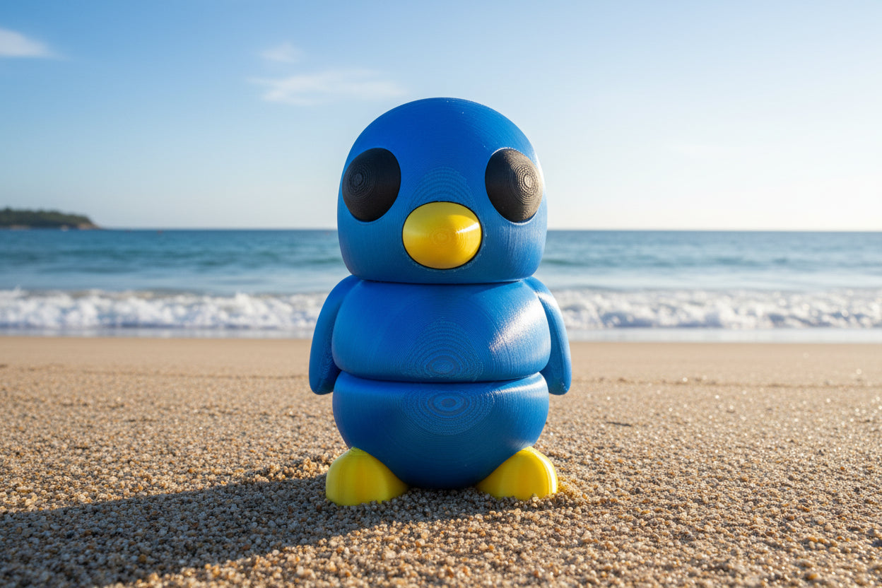 3D Medium Fidget Gippy Penguin BLUE