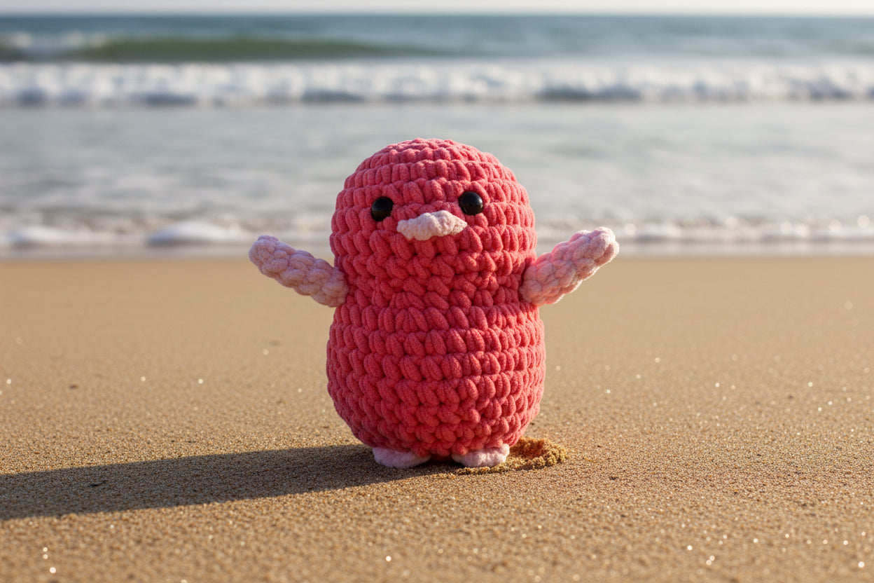 Handmade Penguin Plushie ROSE PINK + BABY PINK
