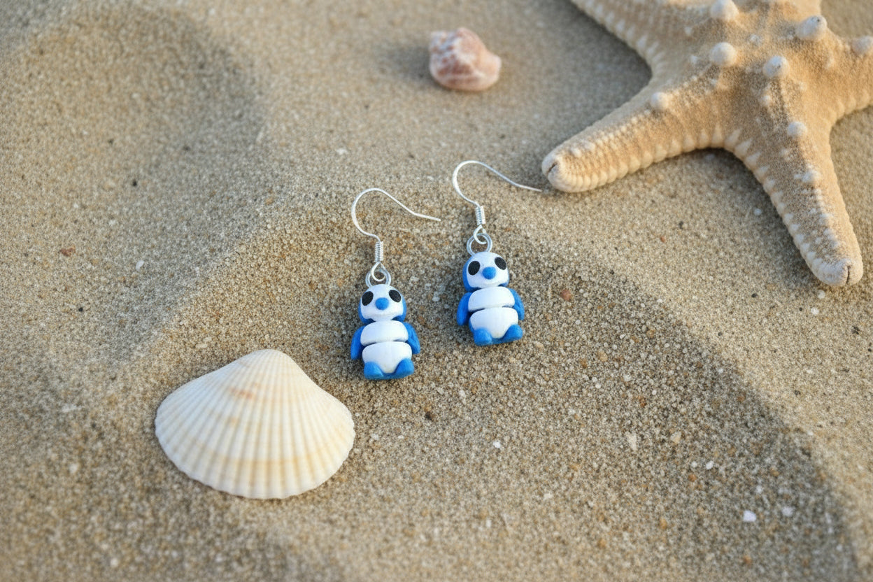 Cutie Pie Penguin Earrings ICY BLUE