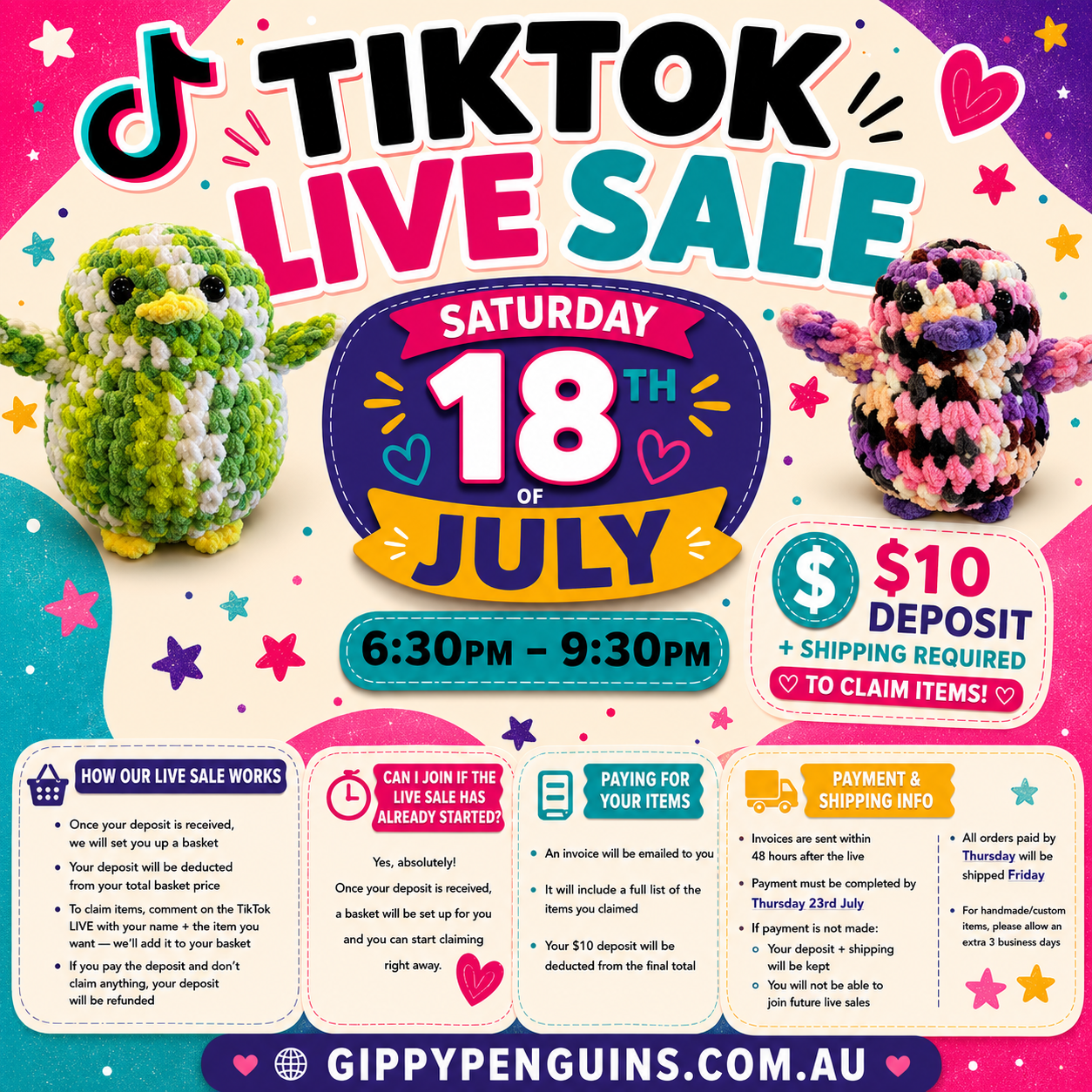 TIKTOK LIVE SALE DEPOSIT JULY 18th