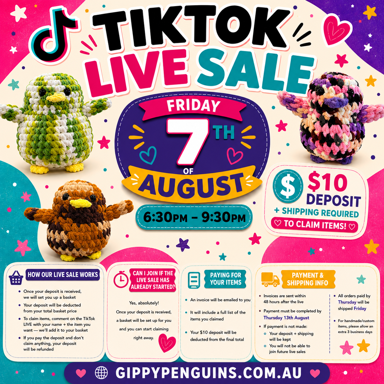 TIKTOK LIVE SALE DEPOSIT AUGUST 7th