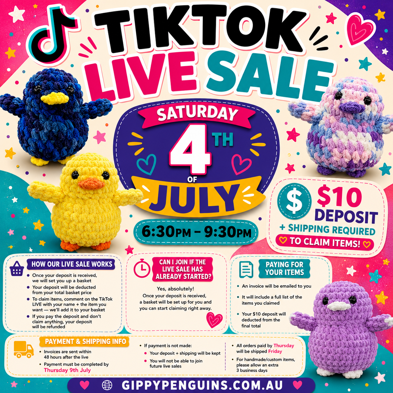 TIKTOK LIVE SALE DEPOSIT JULY 4th