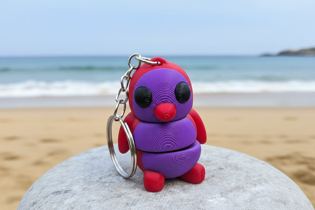 3D Fidget Penguin Keychains CHERRY PLUM