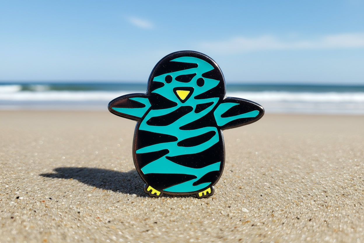 Hand-Drawn Hard Enamel Penguin Pins GREEN