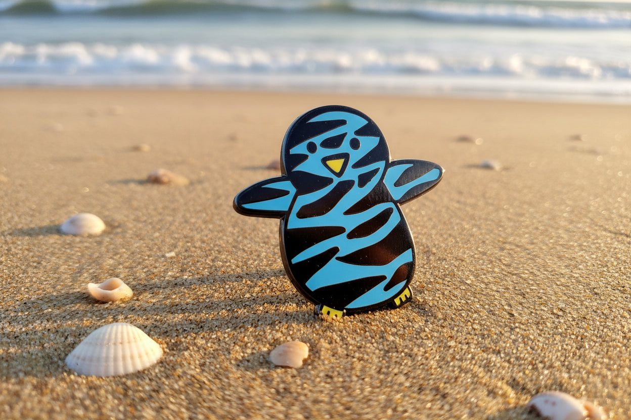 Hand-Drawn Hard Enamel Penguin Pins LIGHT BLUE