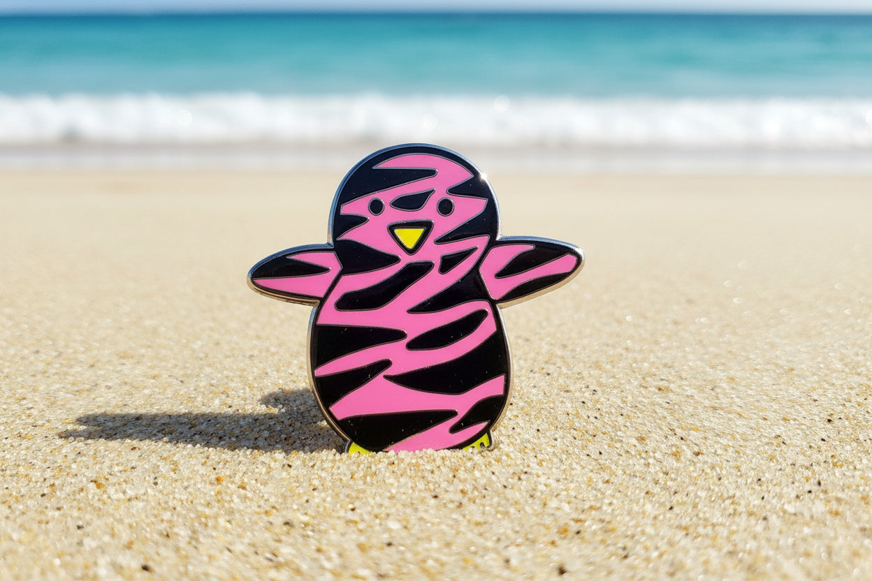 Hand-Drawn Hard Enamel Penguin Pins PINK