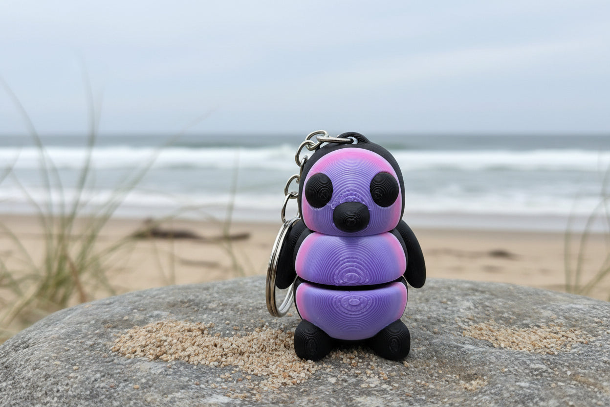 3D Fidget Penguin Keychains PURPLE MOON