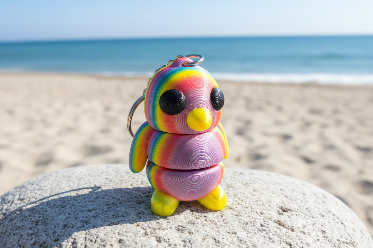 3D Fidget Penguin Keychains RAINBOW