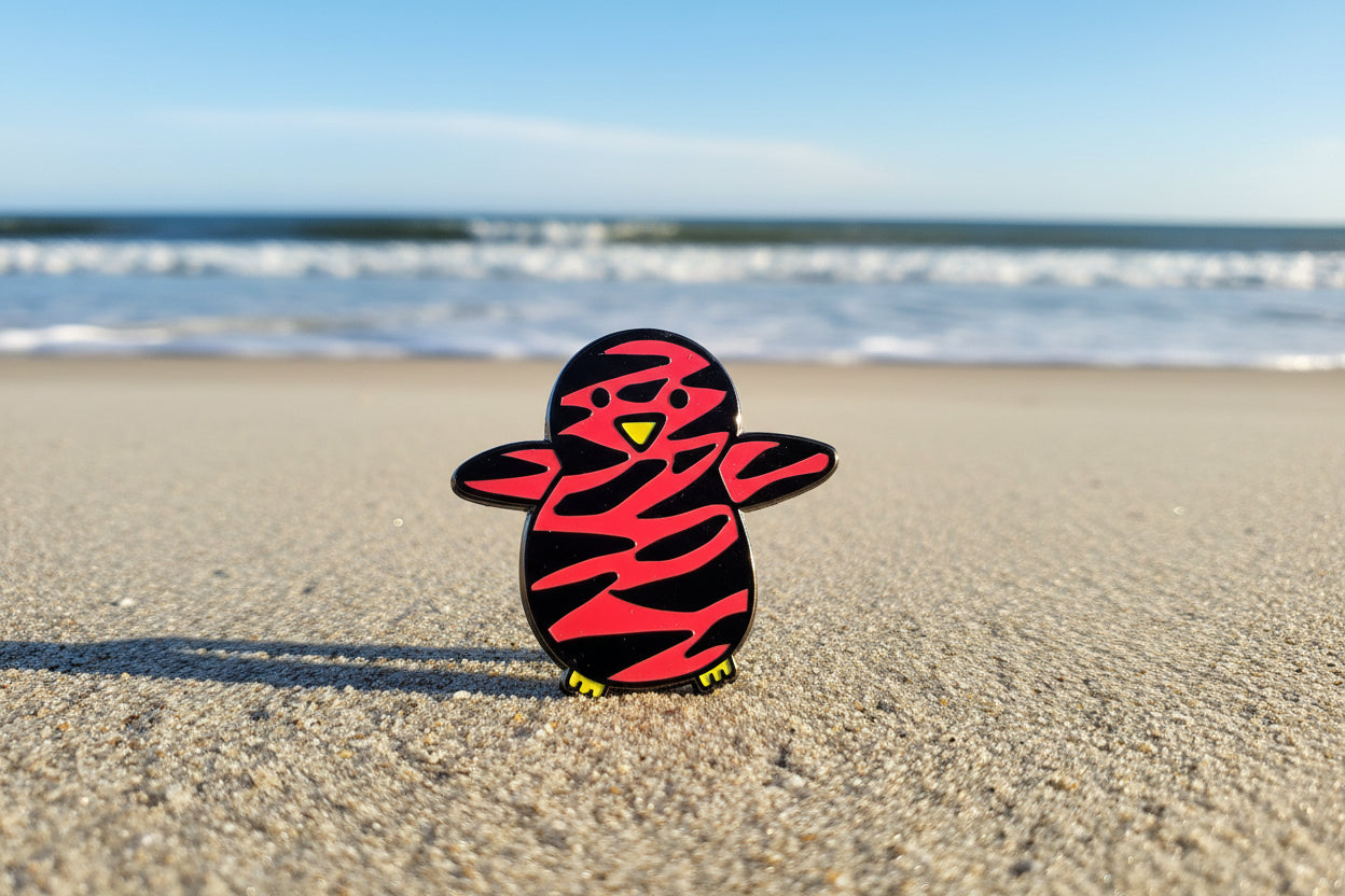 Hand-Drawn Hard Enamel Penguin Pins RED