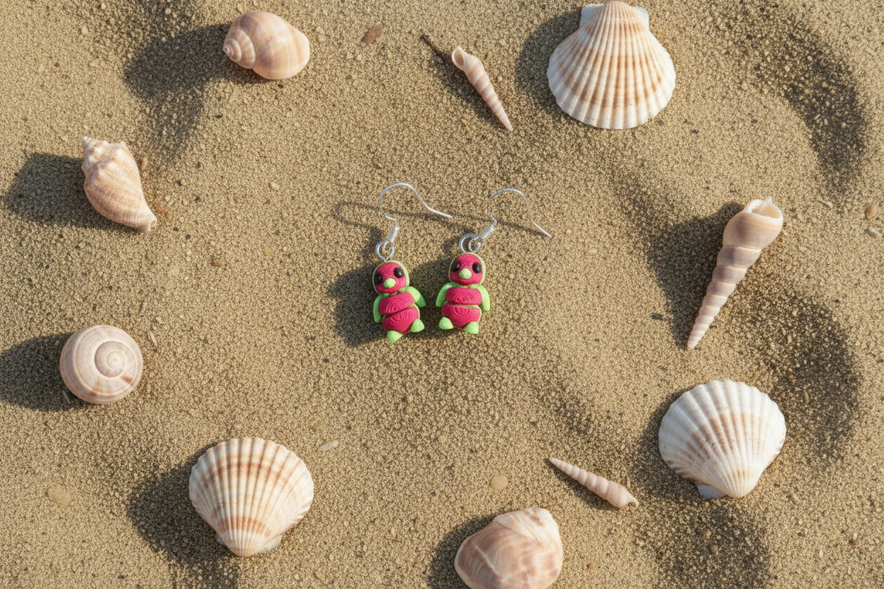 Cutie Pie Penguin Earrings WATERMELON