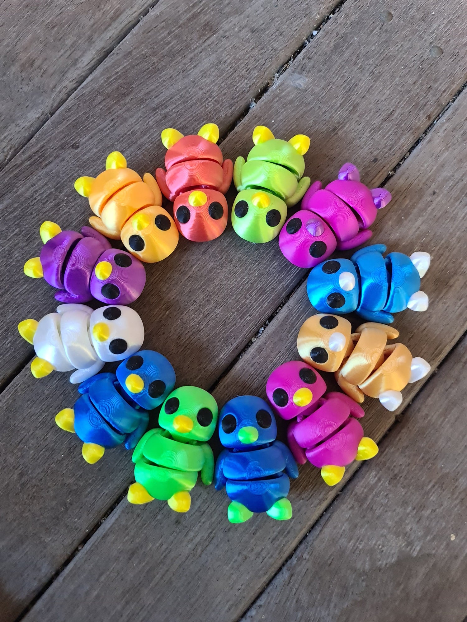 3D Printed Rainbow Penguins - Mini, Pocket, Baby, Medium, and Giant Sizes | Fidget Toys for All Ages