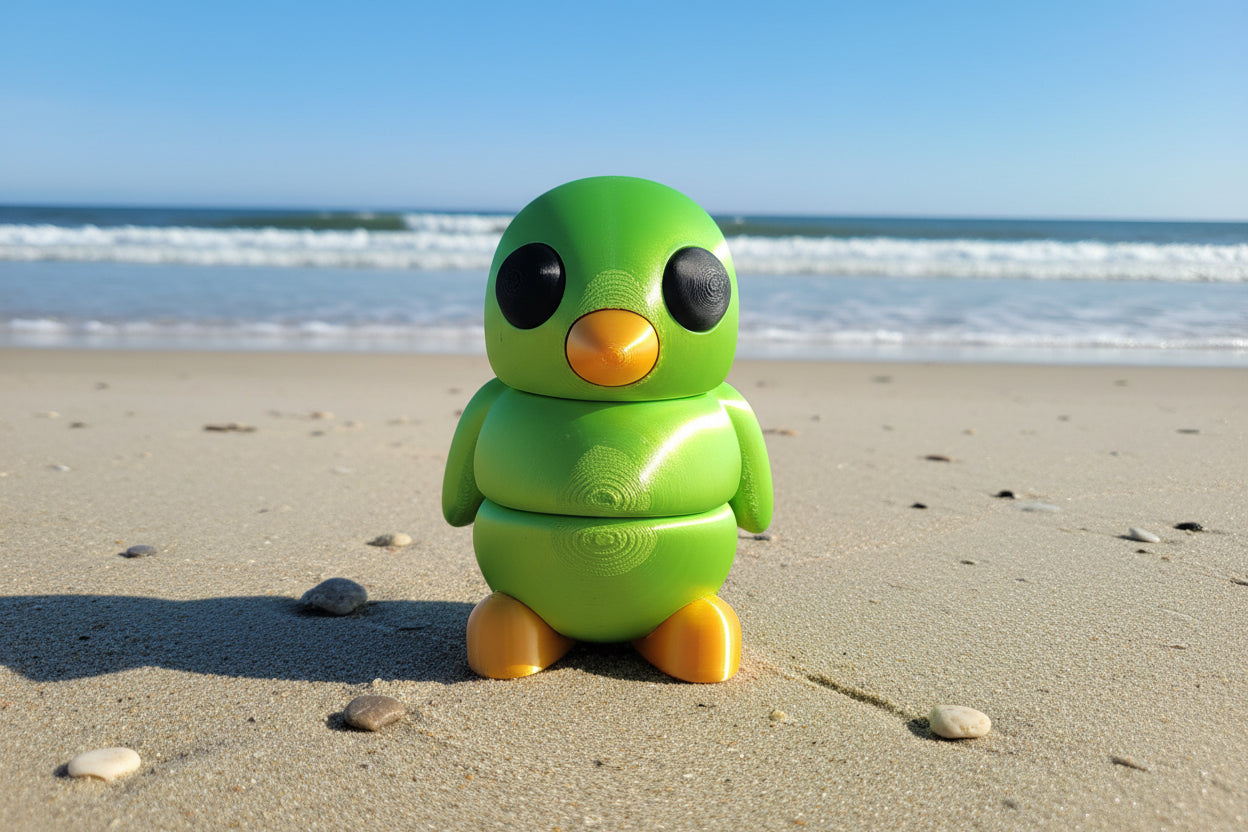 3D Medium Fidget Gippy Penguin LIME GREEN
