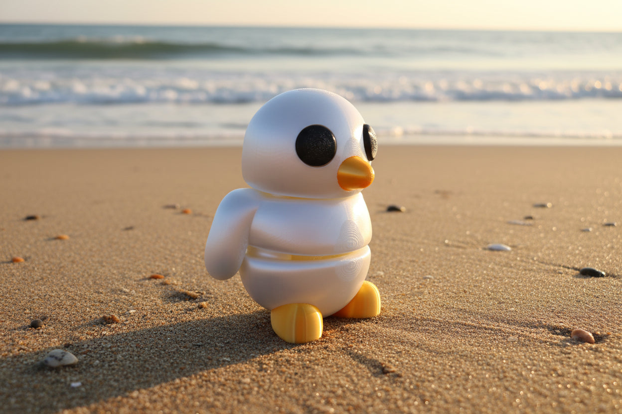 3D Medium Fidget Gippy Penguin WHITE