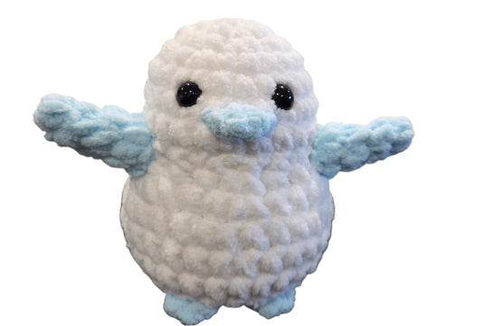Handmade Penguin Plushie SNOW WHITE + BABY BLUE