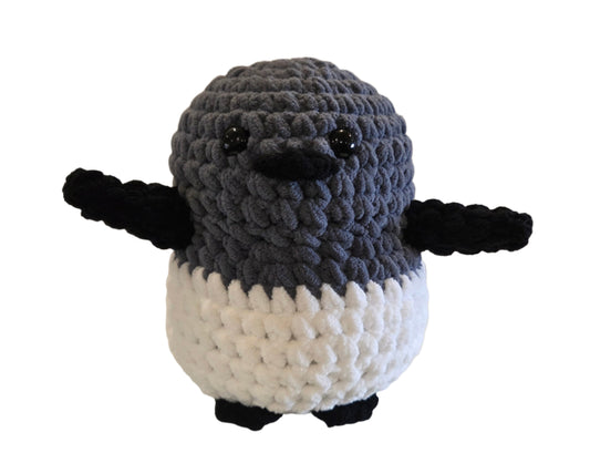 Handmade Penguin Plushie GRAPHITE + SNOW WHITE + BLACK