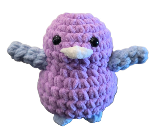 Handmade Penguin Plushie LAVENDER + ICY BLUE + SNOW WHITE