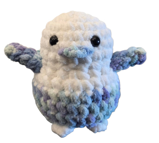 Handmade Penguin Plushie PASTEL AURORA + SNOW WHITE