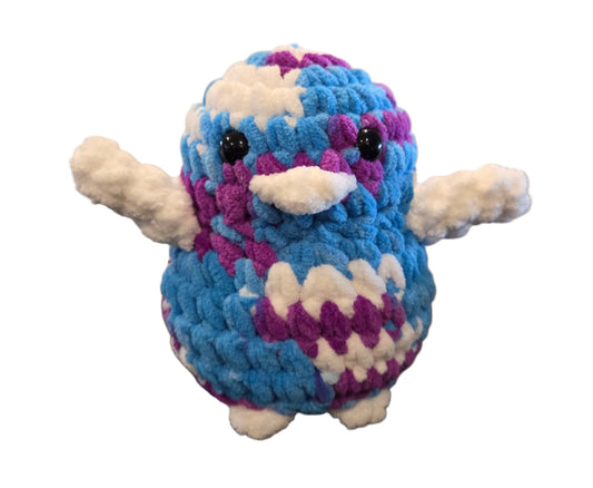 Handmade Penguin Plushie FROZEN BLUEBERRY + SNOW WHITE