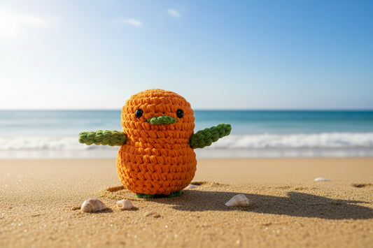 Handmade Penguin Plushie ORANGE + APPLE GREEN