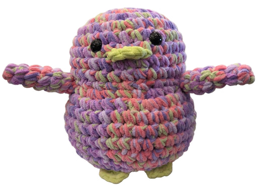Handmade Penguin Plushie MINTY LAVENDER + PURPLE HEART