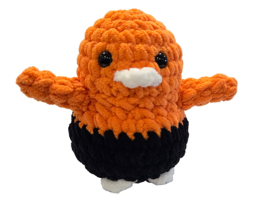 Handmade Penguin Plushie ORANGE + WHITE + BLACK