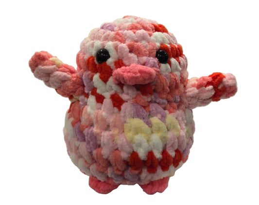 Handmade Penguin Plushie Pink Gradient + Strawberry Shortcake