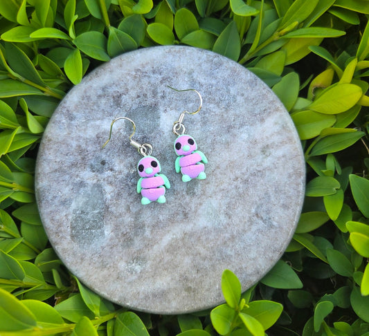 Cutie Pie Penguin Earrings MINTY LAVENDER