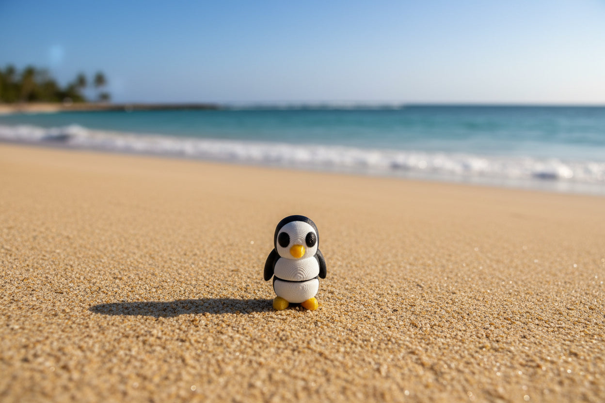 3D Mini Penguins Traditional Silk