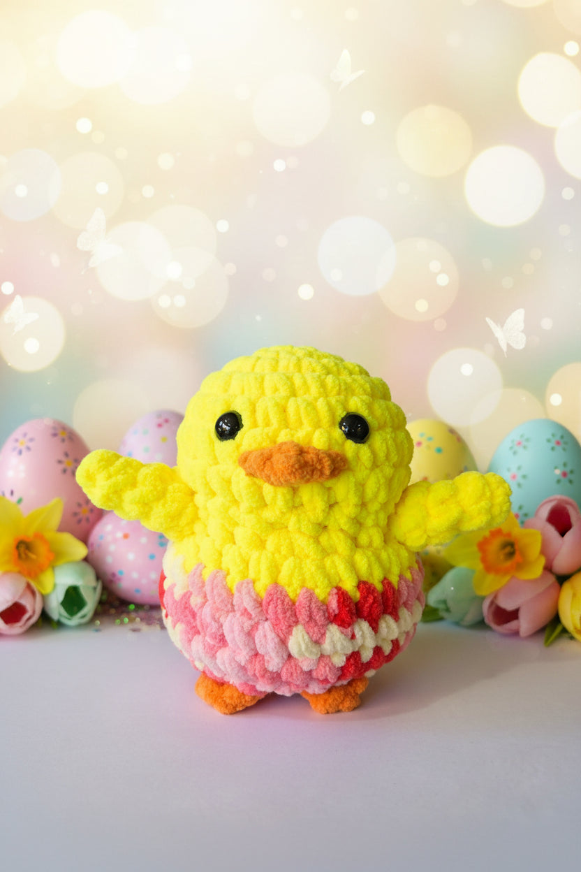 Handmade Penguin Plushie EASTER STRAWBERRY SHORTCAKE CHICK