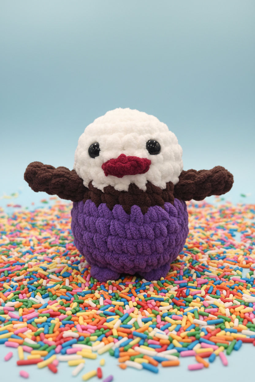 Handmade Penguin Plushie BOYSENBERRY CUPCAKE