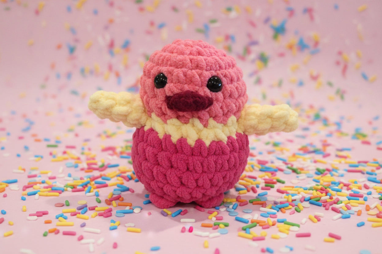 Handmade Penguin Plushie ICED PINK CUPCAKE