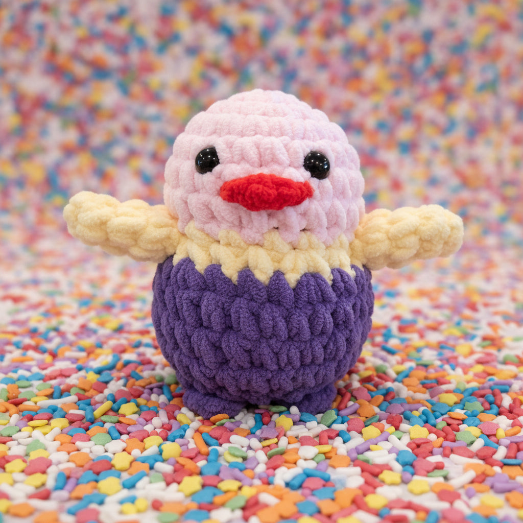 Handmade Penguin Plushie RASPBERRY RIPPLE CUPCAKE