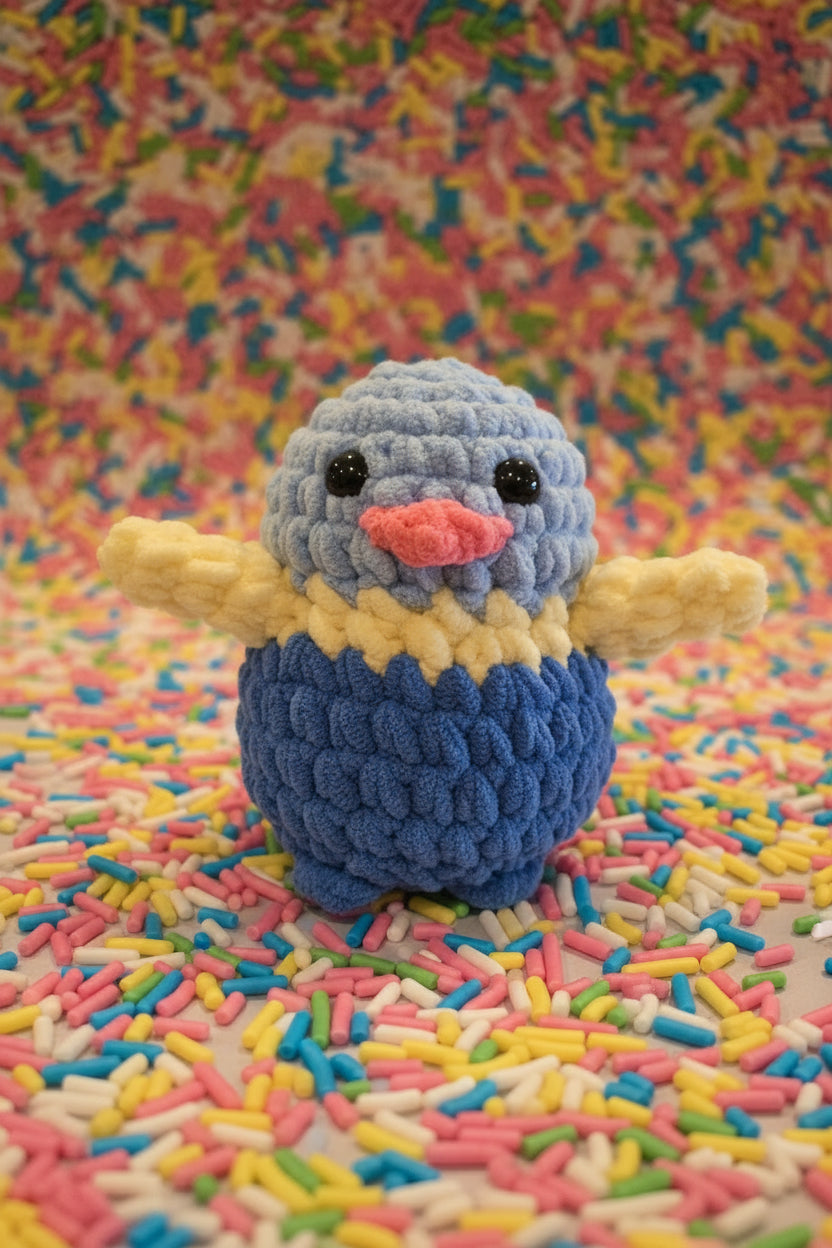 Handmade Penguin Plushie ICED BLUE CUPCAKE
