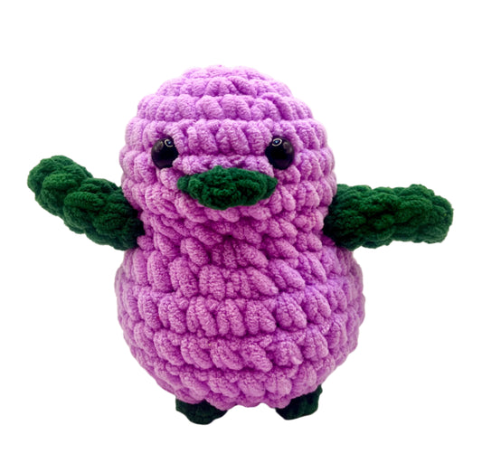 Handmade Penguin Plushie LILAC + DARK GREEN