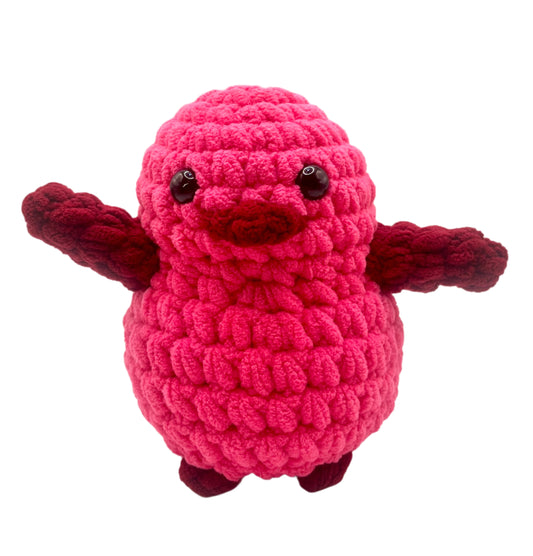 Handmade Penguin Plushie HOT PINK + DEEP RED