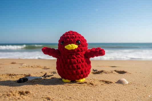 Handmade Penguin Plushie RED