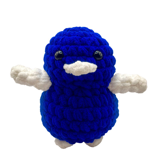 Handmade Penguin Plushie ELECTRIC BLUE + SNOW WHITE