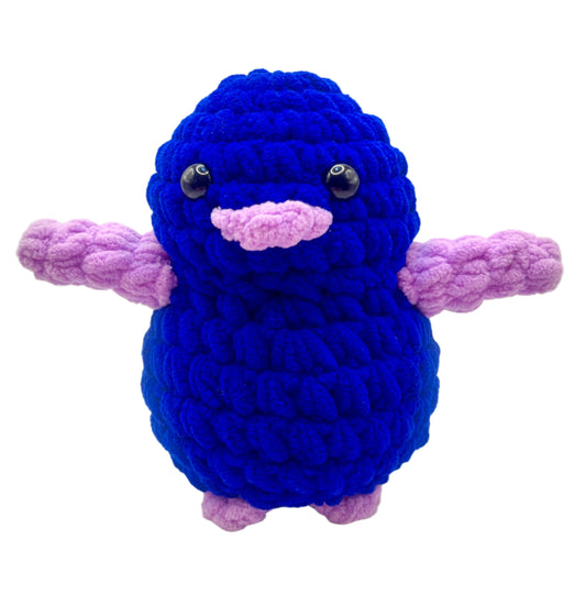 Handmade Penguin Plushie ELECTRIC BLUE + LILAC