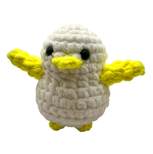 Handmade Penguin Plushie SNOW WHITE + NEON YELLOW