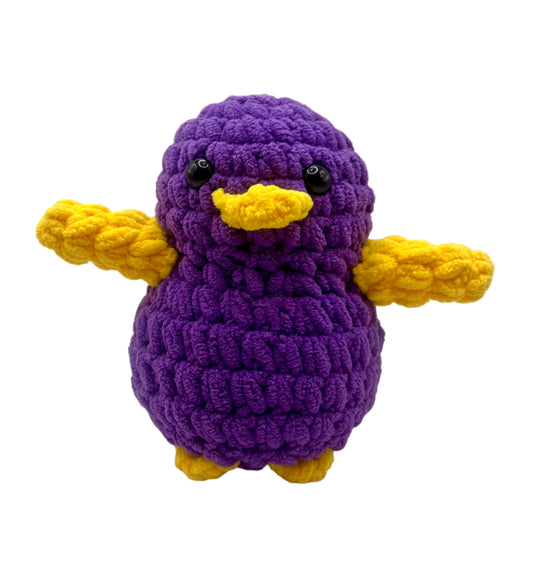 Handmade Penguin Plushie DEEP PURPLE + DARK YELLOW