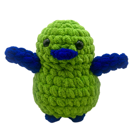Handmade Penguin Plushie APPLE GREEN + ELECTRIC BLUE