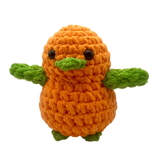 Handmade Penguin Plushie ORANGE + APPLE GREEN