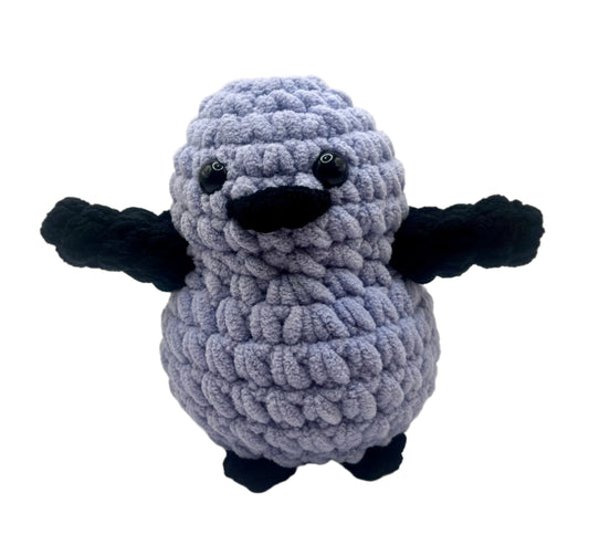 Handmade Penguin Plushie GREY + BLACK