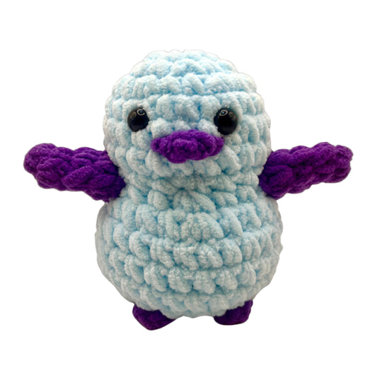 Handmade Penguin Plushie BABY BLUE + DEEP PURPLE